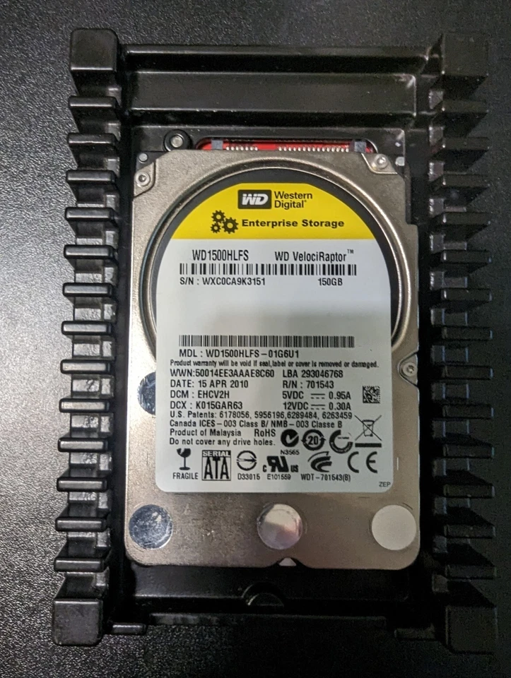 Western Digital VelociRaptor WD1500HLFS 3.5 150GB 10K SATA Hard Drive - Image 1 of 1
