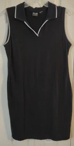 Ladies Sporty Black Dress-Collard V Neck-Stretch-Pullover-LARGE-Croft & barrow - Picture 1 of 3