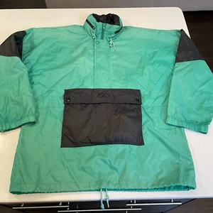 Asics Vintage Green Zip Hood Windbreaker Nylon Jacket Size S/M Pocketed - Picture 1 of 8