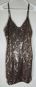 LOve Culture ärmelloses Minikleid Rücken & Gold Damen Größe L - Bild 1 von 11