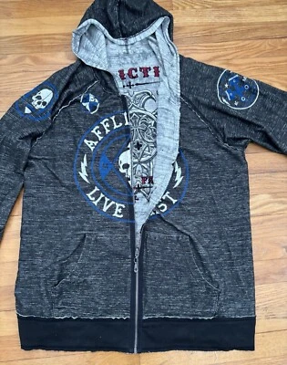 Affliction Men's Reversible Skull Cross Live Fast Full Zip Hooded Sweatshirt - Image 1 of 4