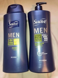 Suave Men 3 in 1 Shampoo Conditioner and Body Wash Citrus Rush 28 oz 2 Pack - Picture 1 of 2