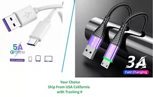 Braided USB C Type-C Fast Charging Data SYNC Charger Cable Cord 3/6/Ft LONG - Picture 1 of 3