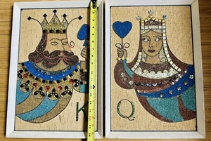Estate MCM Mosaic Mixed Material Art Framed King And Queen Royal Board Sweden - Picture 1 of 22