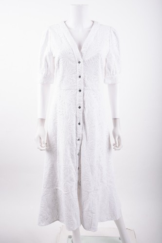 Abito midi donna Michael Kors occhielli di palma M medio bianco nuovo con etichetta $495