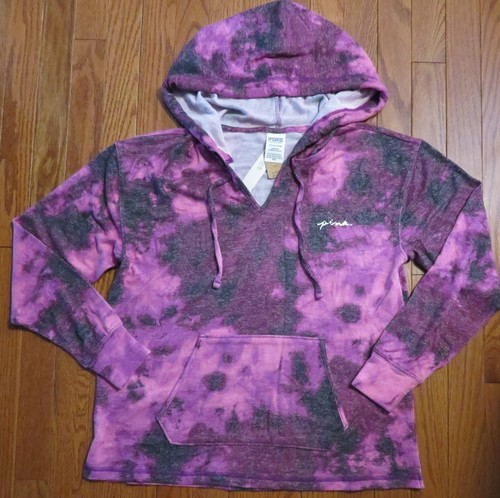 UNDERCOVER Nuova felpa con cappuccio Victoria's Secret piccola rosa e viola tie dye leggera super morbida