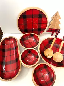 Place And Time Serveware collection Buffalo Plaid Design woodland lodge 10 piece - Picture 1 of 5