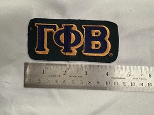 Gamma Phi Beta NAVY Embroidered Greek Letters Bronze Outline Dk Green Background - Bild 1 von 1