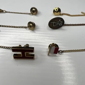 H4 Lot Herren Vintage Retro Mad Men Krawattennadeln H Initiale Frankreich Tanzen Gold 60er Mcm - Bild 1 von 5