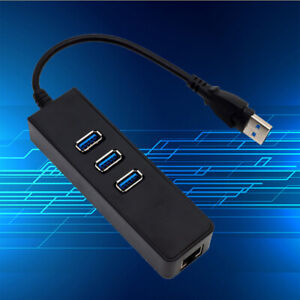  USB 3.0 Hub 10/1000Mbps Gigabit Ethernet Adapter USB to RJ45 Lan Network Super