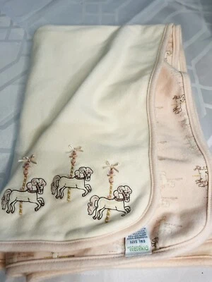 Manta bebé caballo carrusel marfil/rosa vintage 2003 Gymboree días de antaño Foto 1 de 4
