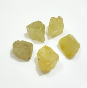 5 Pcs Lot Glowing Yellow Heliodor Raw 18-25 mm Size Loose Gemstone For Jewelry - Picture 1 of 5
