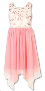 Speechless Big Girl's Sleevess Floral Embroidered Hanky-Hem Fanciful Dress-16 - Picture 1 of 3