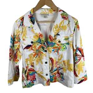 Appleseeds Blumen Jacke Gr. S weiß bunt leicht Knopfleiste geblümt - Bild 1 von 10