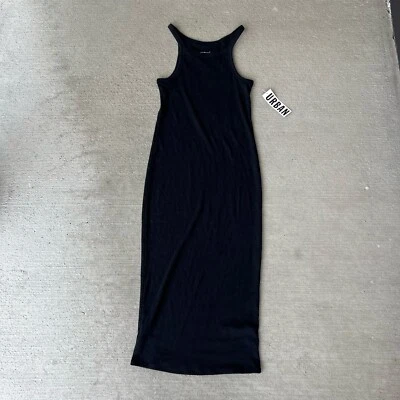 Nuevo con etiquetas Vestido sin mangas Urban Out From Under acanalado negro ajustado talla M Foto 1 de 4