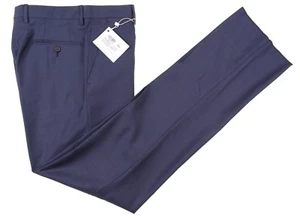 NWT Tombolini for Porter Mid Blue 100% Wool Twill Flat Front Dress Pants 30 NEW - Picture 1 of 8