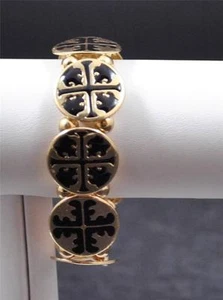 Brazalete Brazalete Elástico I Creative Cross Negro Tono Dorado Artesanal - Imagen 1 de 11