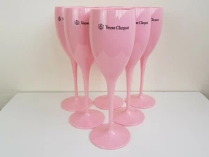 6x Veuve Clicquot Acrylic Plastic Champagne Pink Glasses Flutes 195ml 20,6cm - Picture 1 of 10