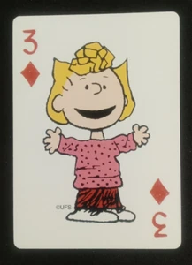 Hoyle Peanuts 50 Celebration Playing Card Sally 3 Diamonds - Picture 1 of 2