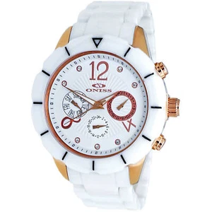 Oniss Men's Watch ARUBA Quartz Rose Gold Case White Dial Ceramic Bracelet ON7200 - Picture 1 of 1