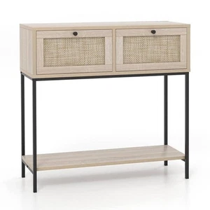 31.5 in. Oak Rectangle Wood Console Table Entryway Table Long Sofa Side Table - Picture 1 of 9