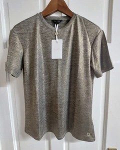 Ted Baker Rubiy Metallic Ribbed T-Shirt Gold Sparkle Top Size 1 UK 8 – 19" P2P - Picture 1 of 10