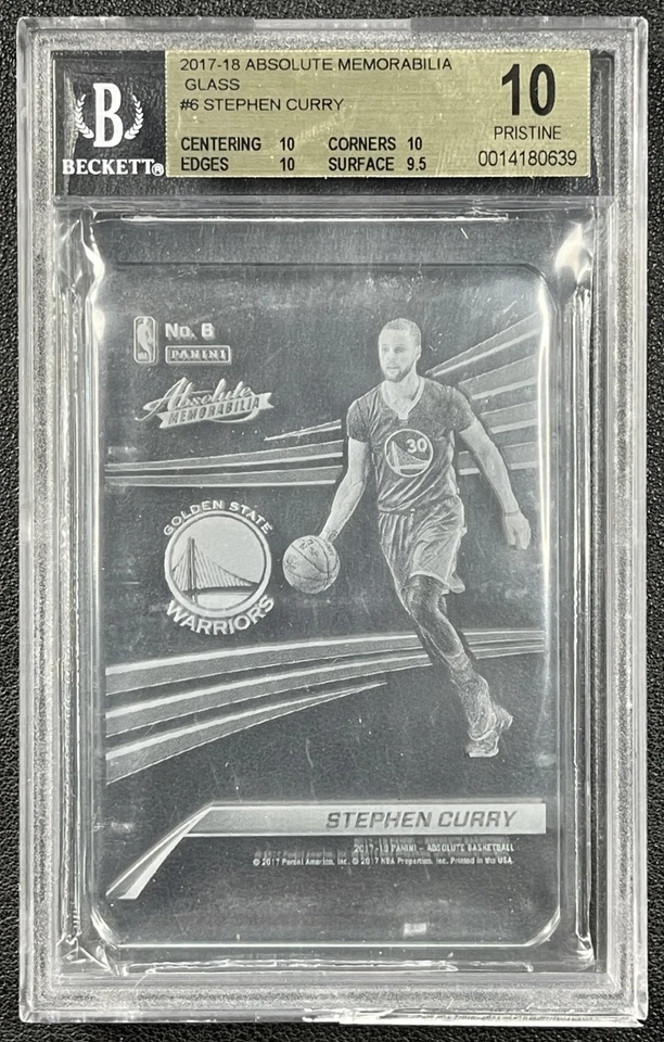 STEPHEN CURRY BGS 10 PRISTINE 2017-18 PANINI ABSOLUTE #6 GLASS WARRIORS SP - Image 1 of 2