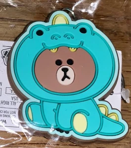 Line Friends Dino Braunbär Dinosaurier Kostüm PVC Schlüsselanhänger rund 1 Bowling ~ NEU - Bild 1 von 3