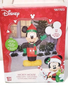 Inflable Mickey Mouse LED de 6 pies autoinflable Navidad Gemmy Disney - Imagen 1 de 3