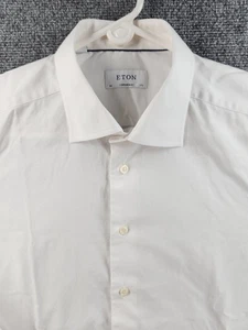Camicia bianca Eton Contemporary 17,5 cotone Romania tinta unita convertibile polsino steso - Foto 1 di 20