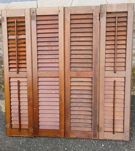 Antik Holz Innen Jalousie Plantage Fenster Rolladen Paneele 42 1/2" hoch - Bild 1 von 4