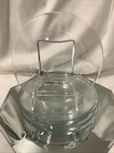 Vintage Libbey Crisa Moderno Clear Glass 7 1/2" Luncheon Salad Plates - Set of 8 - Picture 1 of 7