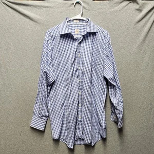 Peter Millar Shirt Large Classic Blue & White Check Button Up Dress Shirt - Picture 1 of 7