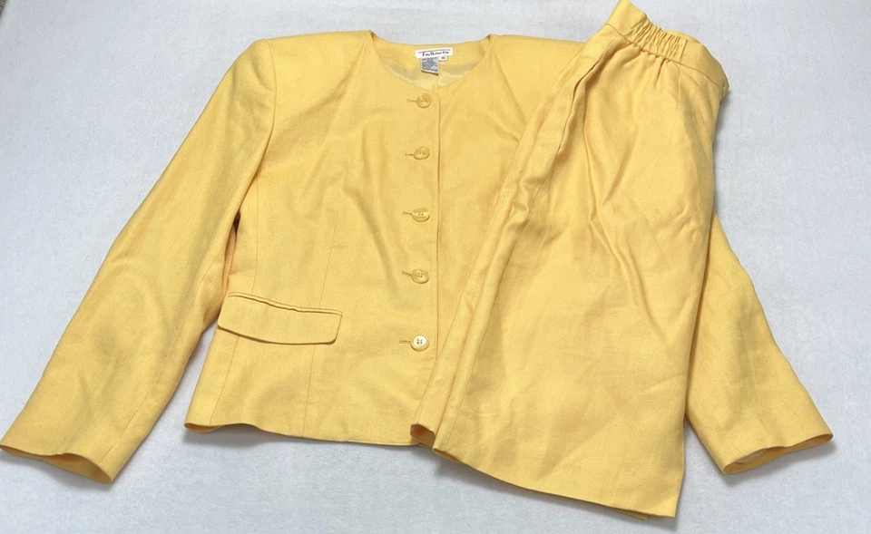 Traje Falda Talbots Amarillo Forrado Mezcla Lino Para Mujer’s 10 Foto 1 de 4
