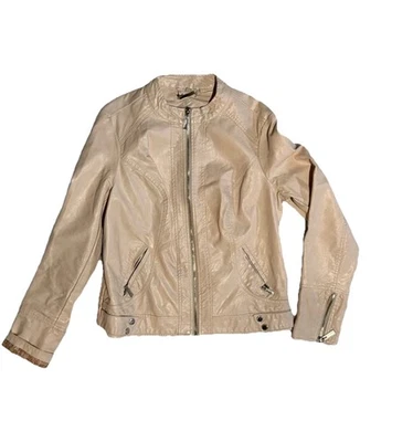 Moto biker vegan leather jacket Pink Women’s large JouJou - Image 1 of 4