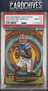 Anthony Richardson 2022-23 Bowman U Inception #74 Gold Foil #/50 PSA 10 GEM MT - Bild 1 von 2