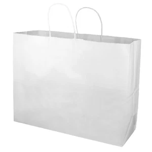 Bolsas de papel grandes SSWBasics con asas - Bolsas de compras Kraft blancas, estuche - Imagen 1 de 2
