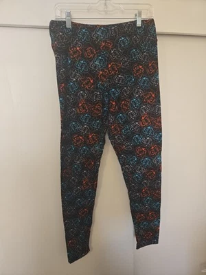 Lularoe TC Tall Curvy Leggings Huge Roses Red White Blue Unicorn 🦄 12-18 - Image 1 of 4