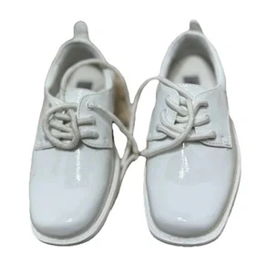 Jungen weiße elegante Schuhe Ostern Größe 9 Smoking Kirche Hochzeit Kunstleder - Bild 1 von 14