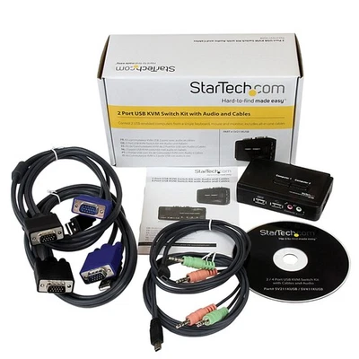 StarTech SV211KUSB 2-Port USB KVM Switch Kit w/ Audio and Cables Brand New - Image 1 of 4