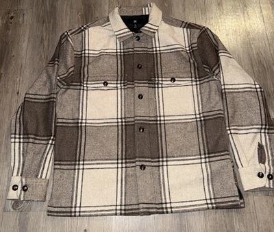 Banana Republic BR Wool Blend Overshirt Heavy Flannel Mens Size Medium Plaid - Image 1 of 4