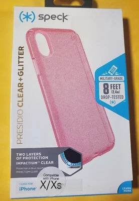 Capa nova em folha Speck Presidio rosa claro glitter iPhone X/Xs 103132-6603 - Imagem 1 de 3