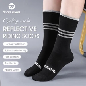 WEST BIKING Breathable Compression Cycling Socks Sports Football Socks A Pair - Picture 1 of 13