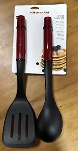 KitchenAid Red 2-Piece Tool Set-Slotted Turner & Basting Spoon-Dishwasher Safe - Picture 1 of 2