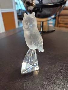 RARE Vintage Goebel White Frosted Crystal Glass Owl Bird Figurine 5" Tall EXC - Picture 1 of 3