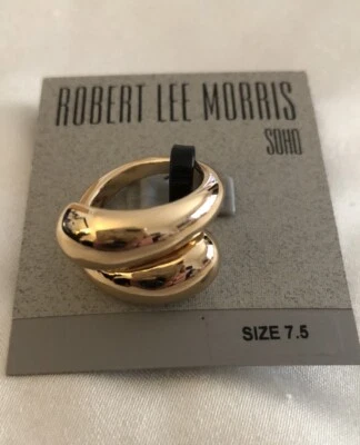 Anillo de cóctel Robert Lee Morris tono dorado derivación escultórica talla 7,5 nuevo con etiquetas Foto 1 de 4