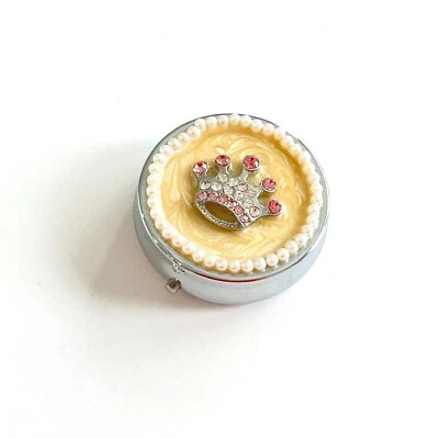 VTG Hallmark First Tooth Holder Crown Jeweled Topped Baby Girl Tooth Fairy Box - Image 1 of 4