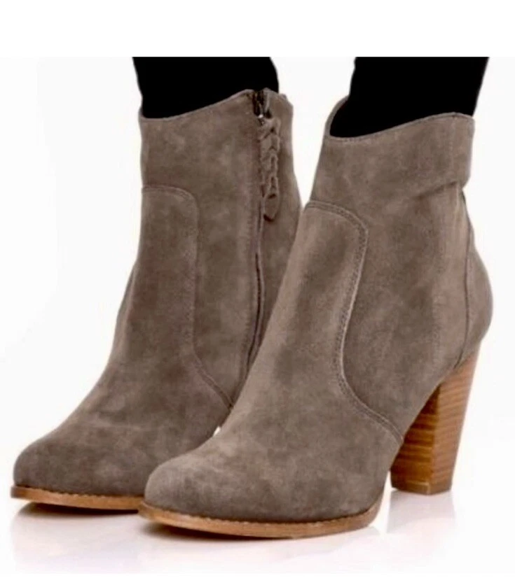 Joie Dalton Tan Suede Leather Side Zip Block High Heel Boot Size US 11 Booties - Image 1 of 4