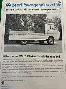 Volkswagen VW LT31 LT 31 Pickup Sales Info Brochure Frameable In Dutch Oct 1975 - Picture 1 of 1