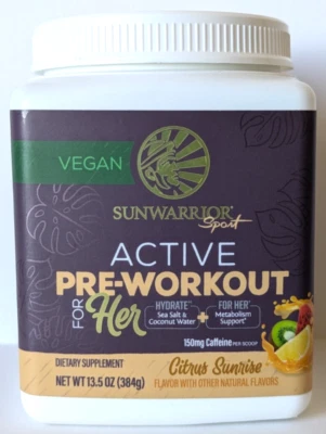 Sunwarrior Active Pre-Workout for Her, 30 Servings, Citrus Sunrise, Exp. 12/26 - Image 1 of 4
